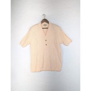 Vintage Jessica Knita Hand Knitted Cream Heavy Cardigan Sweater Coat 2 Button‎ M